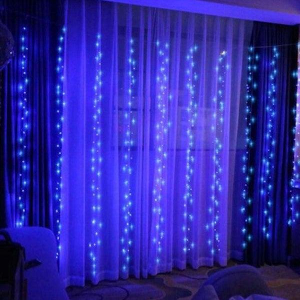 Guirlandes lumineuses Led | Déco Rideau - Chambre | Pas Cher - Bleu 3mx3m