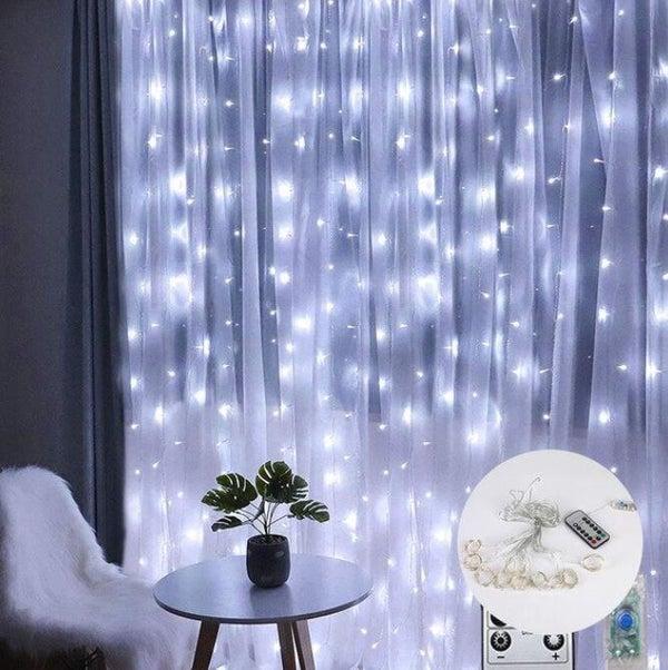 Guirlandes lumineuses Led | Déco Rideau - Chambre | Pas Cher - Blanc 3mx3m