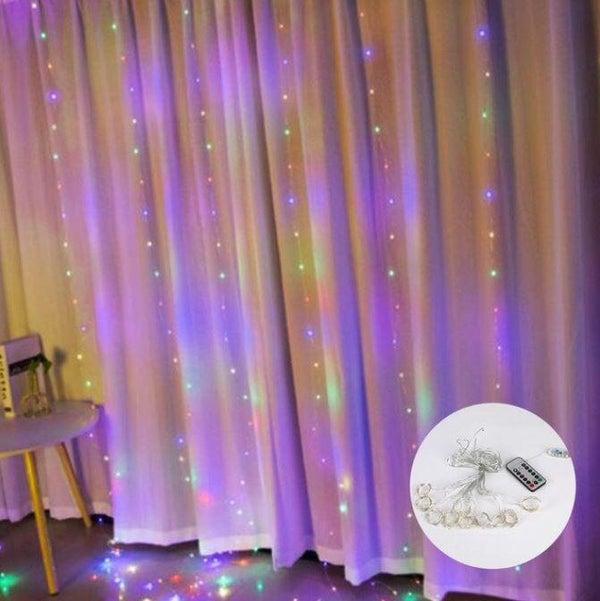 Guirlandes lumineuses Led | Déco Rideau - Chambre | Pas Cher - Multicolore 3mx3m