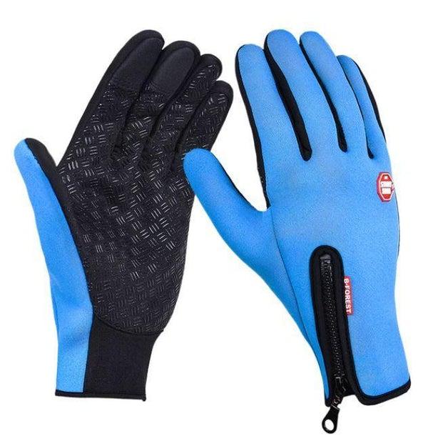 Gants Thermiques Chauffants Anti Froid | Vélo - Tactile | Femme Homme - Bleu ciel M