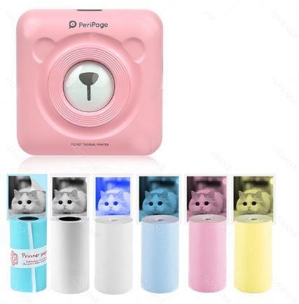 Rose Imprimante Bluetooth Portable Pour Téléphone - Smartphone - Sans Fil - + 6 Rouleaux