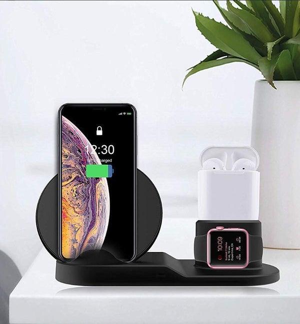 Chargeur sans fil 3 en 1 de Téléphones, Montres et Airpods - Noir