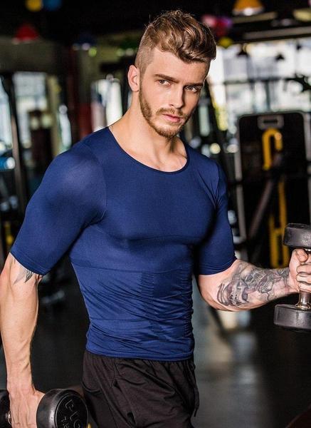T-shirt De Compression Pour Hommes - Bleu M