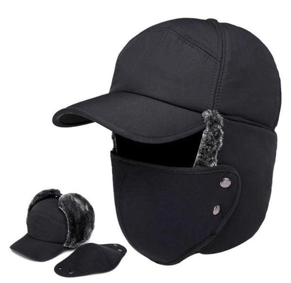 Casquette Polaire Avec Cache-oreilles Pour Homme et Femme - Noir