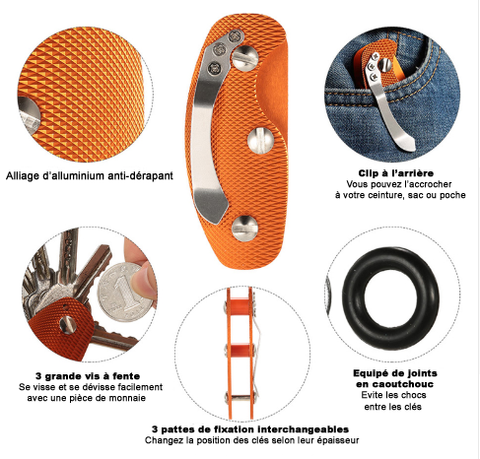 Porte-clés Organisateur à Glissière Avec 20 Boucles - Gestion Des Clés Pratique, Marque Uxcell