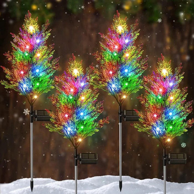 Sapin De Noël Avec Guirlande Lumineuse Solaire, 4 Arbres De Noël Avec