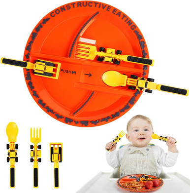 Set De Couverts Constructifs Enfants - Ustensiles De Construction Pour Repas Ludiques