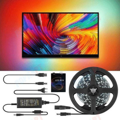 Bande lumineuse LED derrière la TV, rétroéclairage LED TV pour éclairage de  biais HDTV de 32 à 60 pouces, (bande LED noire de 2 m, alimentation USB, 16  couleurs, télécommande à intensité