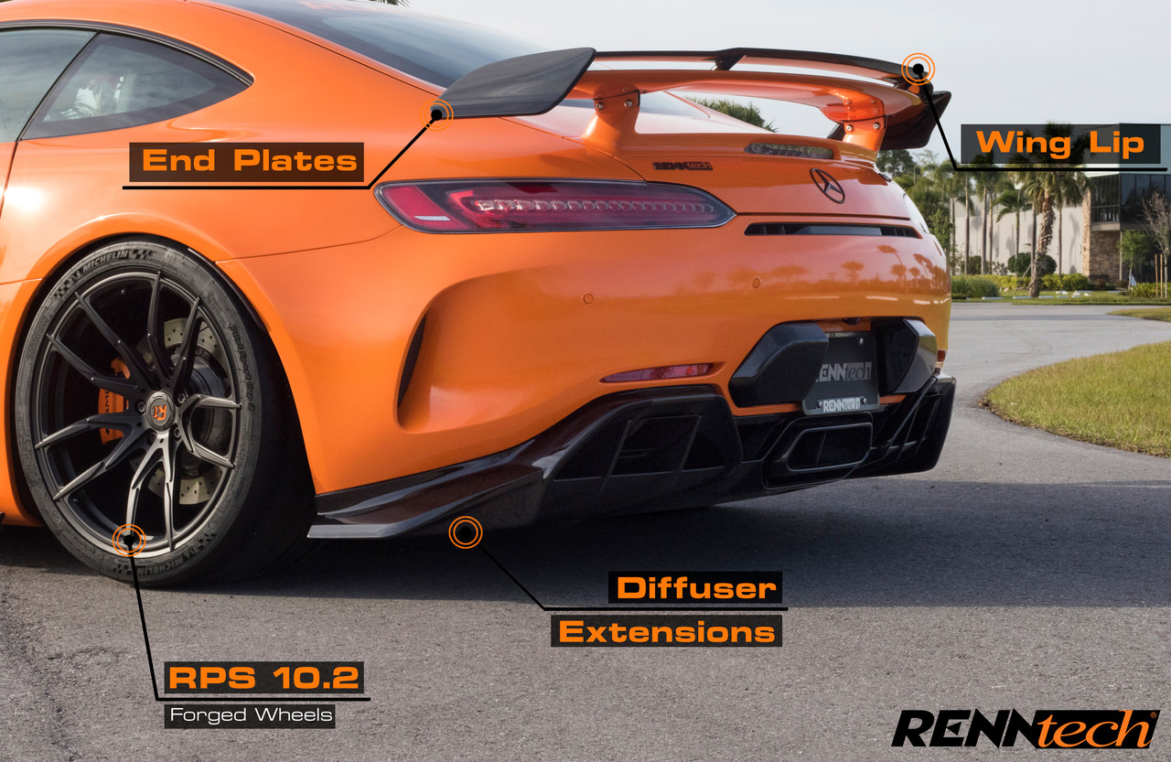 RENNtech C190 AMG GT R Rear Diffuser Extensions Carbon Fiber
