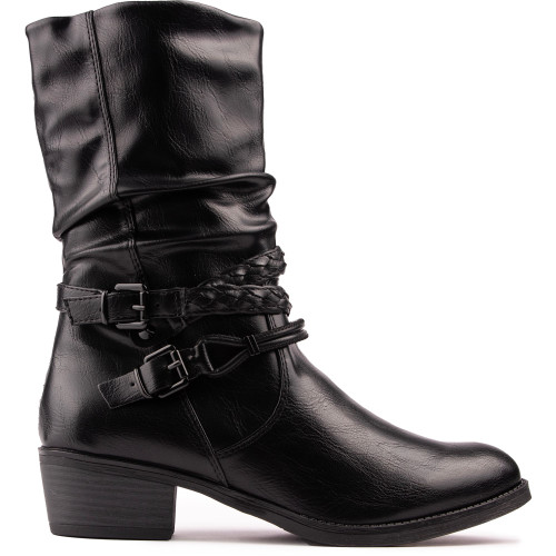 Marco Tozzi Ruched Western Boots - M25316BK