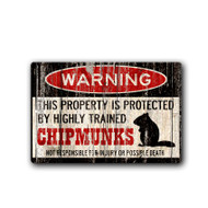 Warning Property Protected by Chipmunks, Distressed Wood style | Blue Fox Gifts