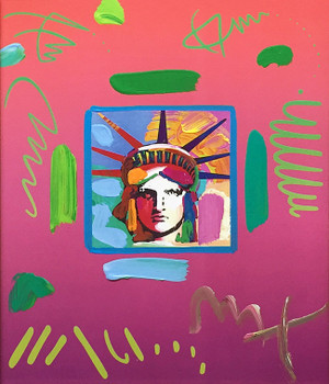 LIBERTY HEAD II PINK (OVERPAINT) BY PETER MAX