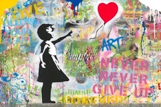 BALLOON GIRL ! NEVER NEVER GIVE UP (ORIGINAL) BY MR. BRAINWASH
