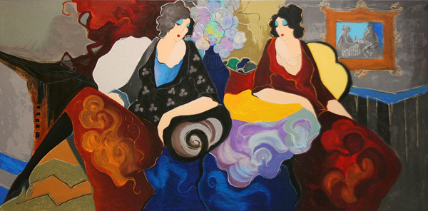 Private Chat By Itzchak Tarkay Grun Art Private Chat By Itzchak Tarkay Grun Art