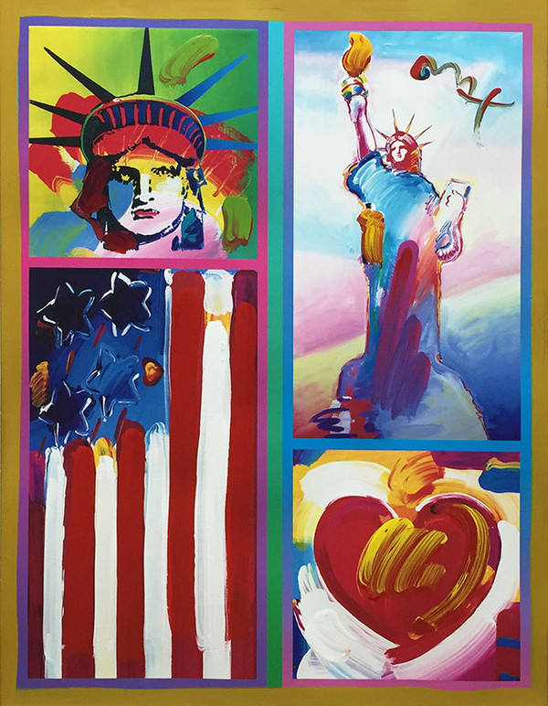 PATRIOTIC SERIES: TWO LIBERTIES (OVERPAINT) BY PETER MAX