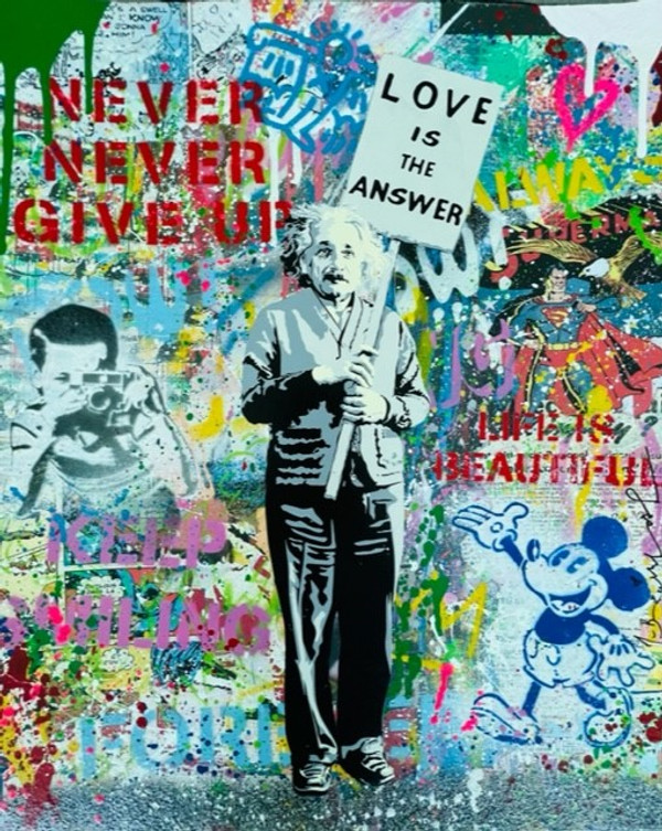 EINSTEIN ! NEVER NEVER GIVE UP (ORIGINAL) BY MR. BRAINWASH