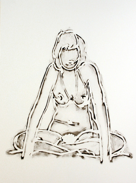 MONICA SITTING CROSS-LEGGED BY TOM WESSELMANN