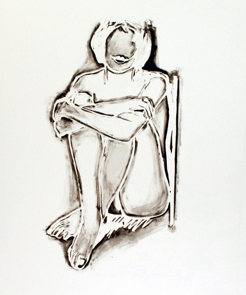 MONICA SITTING BY WALL BY TOM WESSELMANN