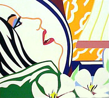 BEDROOM FACE WITH ORANGE WALLPAPER BY TOM WESSELMANN