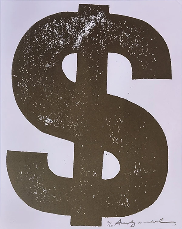 $ SINGLE DOLLAR SIGN (BROWN) FS II.277 BY ANDY WARHOL
