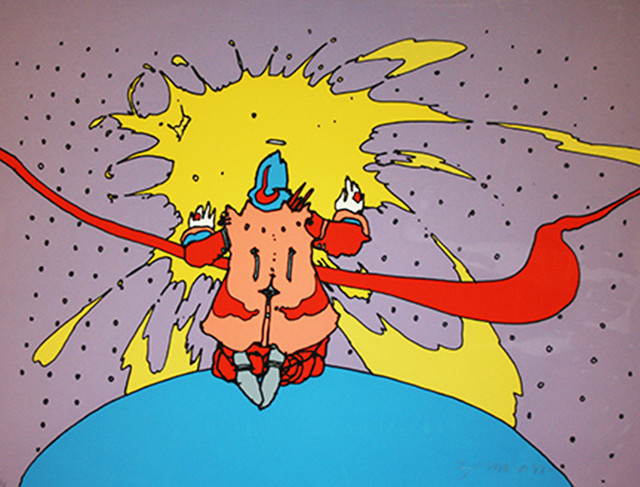 KNEELING MAN BY PETER MAX