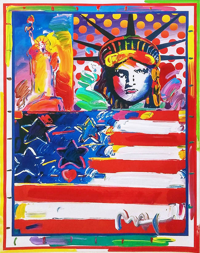 GOD BLESS AMERICA II (OVERPAINT) BY PETER MAX