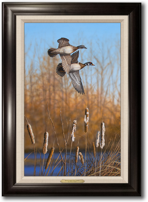 "Return Among the Cattails" - Portrait - Framed Canvas