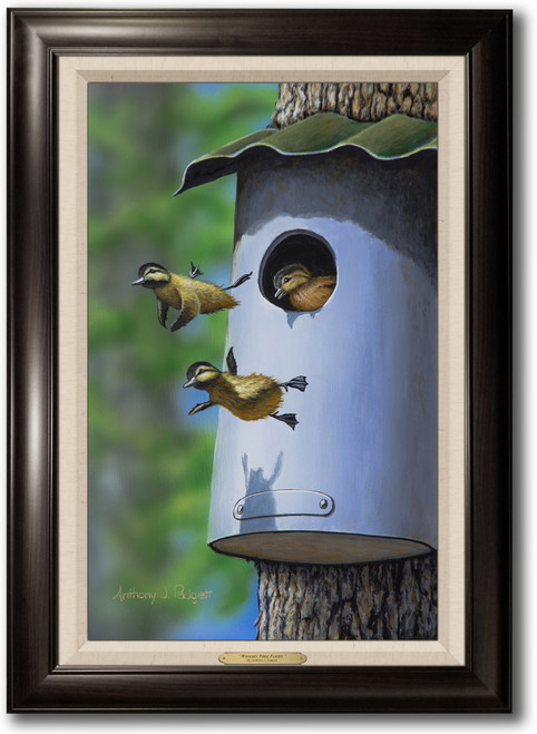 "Woodies' First Flight" - Framed Canvas w/ Optional Nest Box Personalization