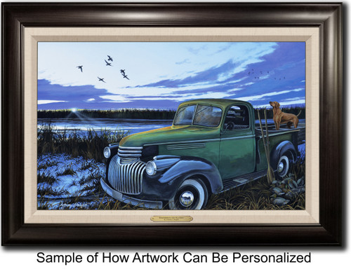 "Remembering the Old Days" -  Framed Canvas with Optional Truck Door Personalization