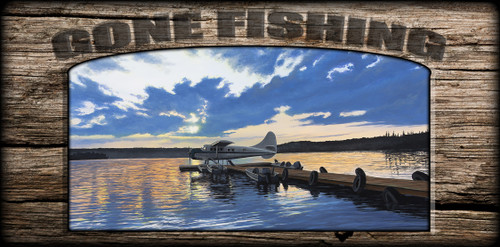 "Gone Fishing" Sign - Adventure Awaits - Plane