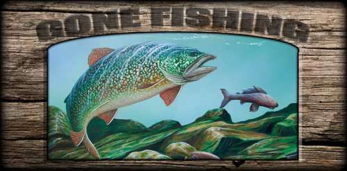 "Gone Fishing" Sign - Lake Trout