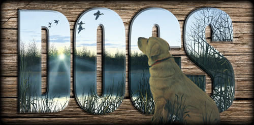 "DOGS" Sign - Diligence - Yellow Lab