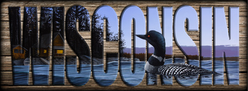 WISCONSIN - Sign - North Shore Lodge - Loon