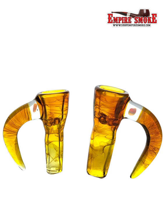 Dzglass 4 Hole Fully Worked W/Horn +Opal Northstar Yellow