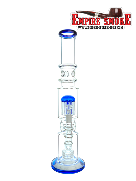 18" Fixed Stem Showerhead/Tree Perc Bong Blue