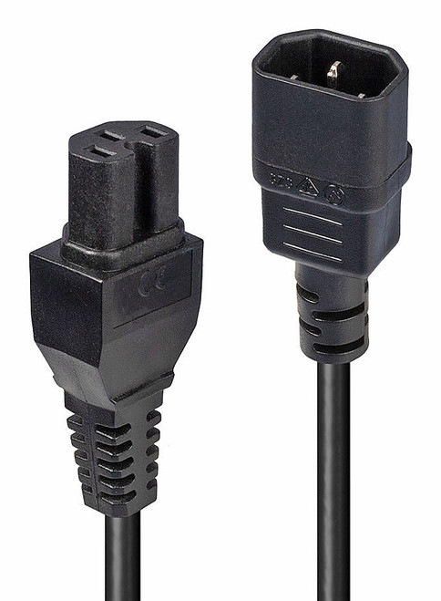 Lindy 2m IEC C14 to IEC C15 'Hot Condition' Power Cable, Black