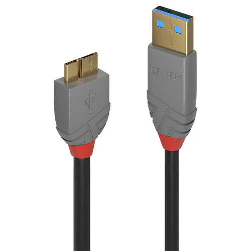 Lindy 3m USB 3.2 Type A to Micro-B Cable, 5Gbps, Anthra Line