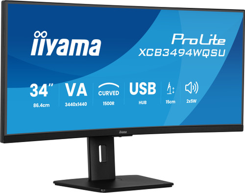 iiyama ProLite XCB3494WQSU-B1 computer monitor 86.4 cm (34") 3440 x 1440 pixels UltraWide Quad HD LED Black