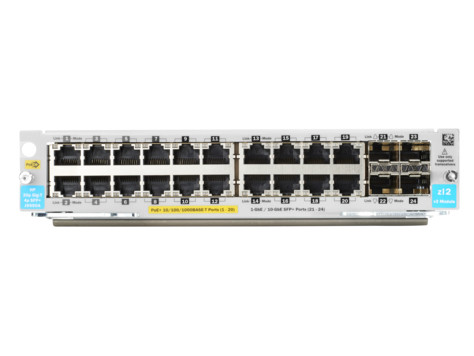 HPE Aruba Networking 20-port 10/100/1000BASE-T PoE+ / 4-port 1G/10GbE SFP+ MACsec v3 zl2 Module