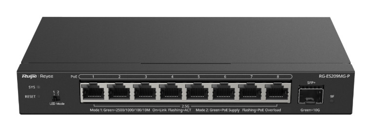 Ruijie Networks RG-ES209MG-P network switch Managed L2 2.5G Ethernet (100/1000/2500) Power over Ethernet (PoE) Black