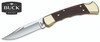 BUCK KNIVES 0110BRSFG 110 FOLDING HUNTER W/FINGER GROOVE. 3.75" PLAIN EDGE 420HC BLADE. CRELICAM® EBONY HANDLE W/BRASS BOLSTERS. BLACK LEATHER SHEATH. CUTLERY SHOPPE 