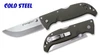 COLD STEEL 20NPFZ FINN WOLF FOLDER. 3.5" SATIN FINISH PLAIN EDGE AUS-8A BLADE. OD GREEN GRIV-EX HANDLE. CUTLERY SHOPPE