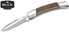 BUCK KNIVES 0501RWS SQUIRE FOLDER. 2.75" PLAIN EDGE 420HC BLADE. ROSEWOOD DYMONDWOOD SCALES W/NICKEL SILVER BOLSTERS. BLACK LEATHER BELT SHEATH. CUTLERY SHOPPE 