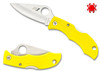 LYLP3, LADYBUG 3 SALT, MARINE YELLOW FRN HANDLE, PLAIN EDGE H-1 BLADE STEEL, SPYDERCO, CUTLERY SHOPPE