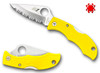 LYLS3, LADYBUG, SALT SERIES, H-1 BLADE STEEL, SPYDEREDGE, MARINE YELLOW FRN HANDLE, SPYDERCO, CUTLERY SHOPPE
