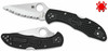 SPYDERCO C11SBK DELICA 4 LWT. 2.88" SATIN FINISH SERRATED EDGE VG-10 BLADE. BLACK FRN HANDLE. CUTLERY SHOPPE