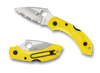 SPYDERCO C28SYL2 DRAGONFLY 2 SALT. 2.25" H-1 SERRATED EDGE BLADE. MARINE YELLOW FRN HANDLE. CUTLERY SHOPPE