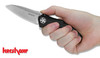 KERSHAW 7007 NATRIX FOLDING SPEEDSAFE ASSISTED KVT FLIPPER. 3.25" PLAIN EDGE 8CR13MOV STONEWASH FINISH BLADE. 3D MACHINED G-10 HANDLE. SHOWN IN HAND. CUTLERY SHOPPE