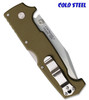 COLD STEEL 62L SR1 CLIP POINT. 4.0" CPM-S35VN BLADE. OD GREEN HANDLE. SHOWN CLOSED. CUTLERY SHOPPE