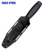 COLD STEEL 36MB DROP FORGED BOOT KNIFE. 5.0" DOUBLE EDGE TEFLON COATED 52100 HIGH CARBON STEEL. ONE PIECE CONSTRUCTION. SECURE-EX SHEATH W/ULTI-CLIP. BACK SIDE OF SHEATH SHOWN. CUTLERY SHOPPE